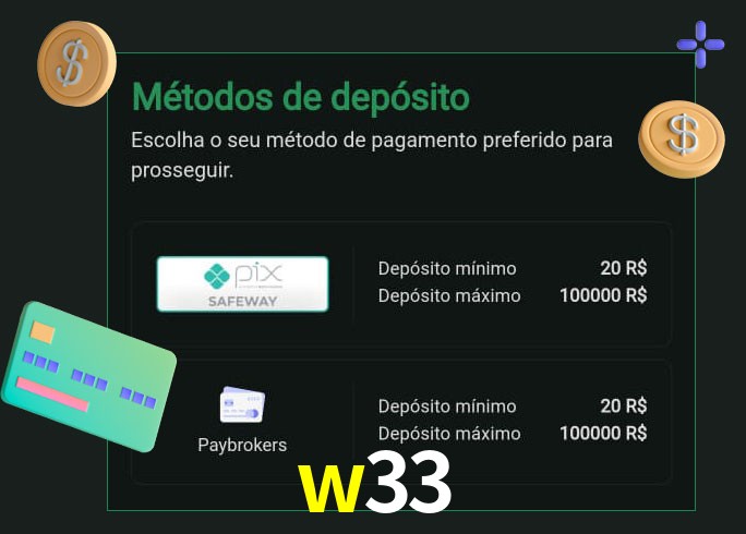 O cassino w33 oferece uma grande variedade de métodos de pagamento